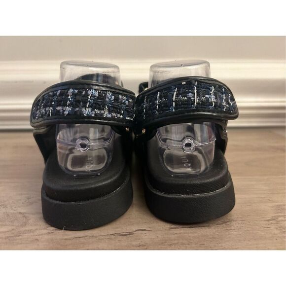 Aqua Womens Navy Plaid Padded Margo Round Toe Platform Slingback Sandals 6M new - Picture 6 of 10